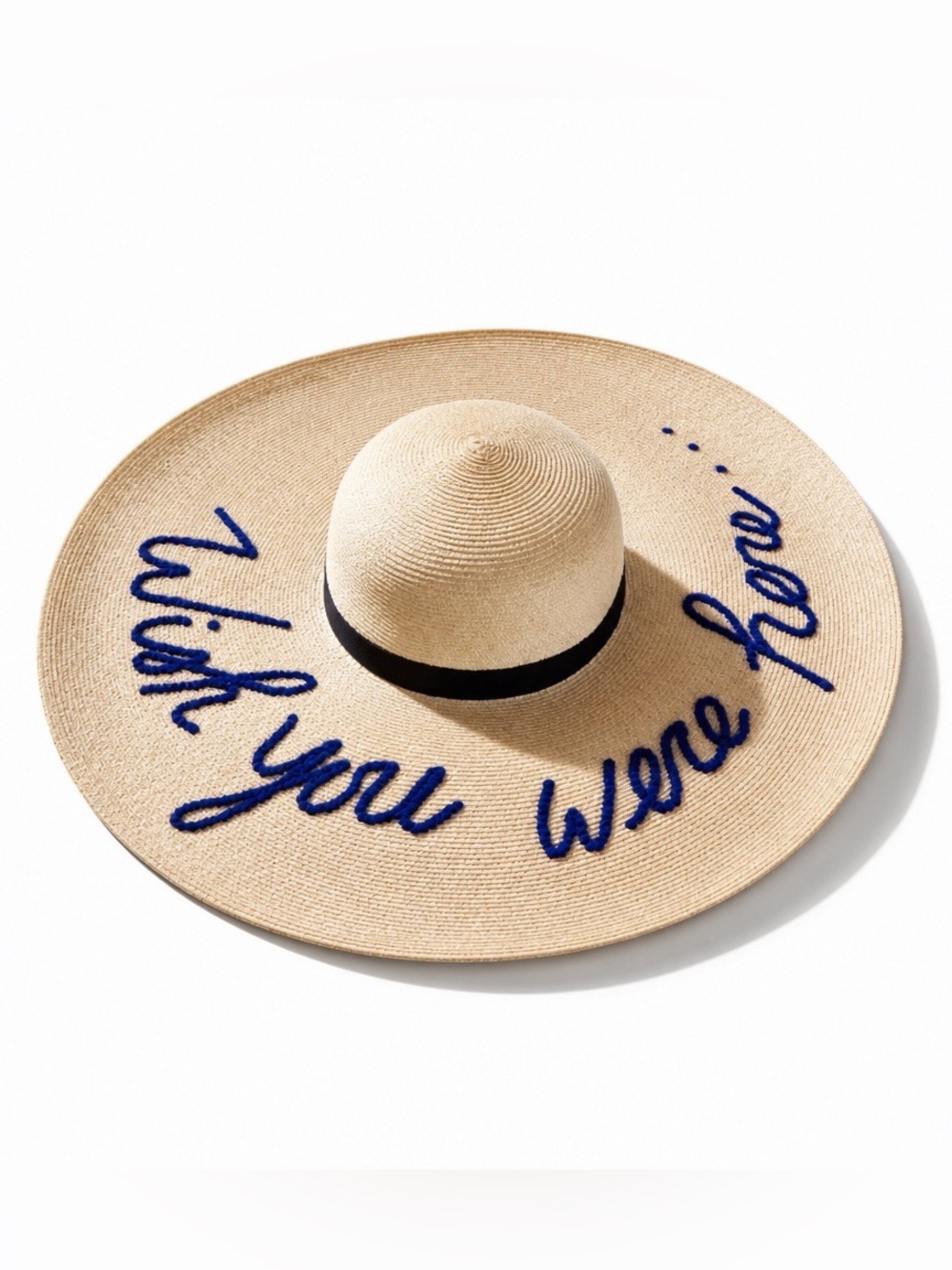 Eugenia Kim “Wish You Were Here” Toyo Hat Sun Hat with Navy Sequin Detail